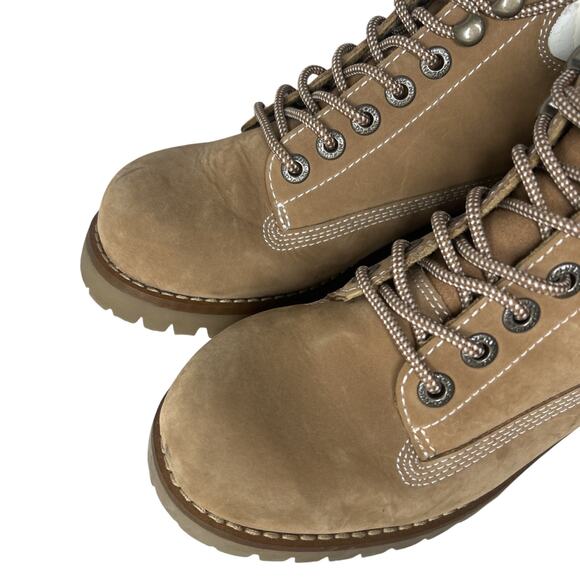 Lugz Vintage Y2K Tan White Heeled Lace Up Boot Size 8 Chunky Sole - Picture 5 of 10